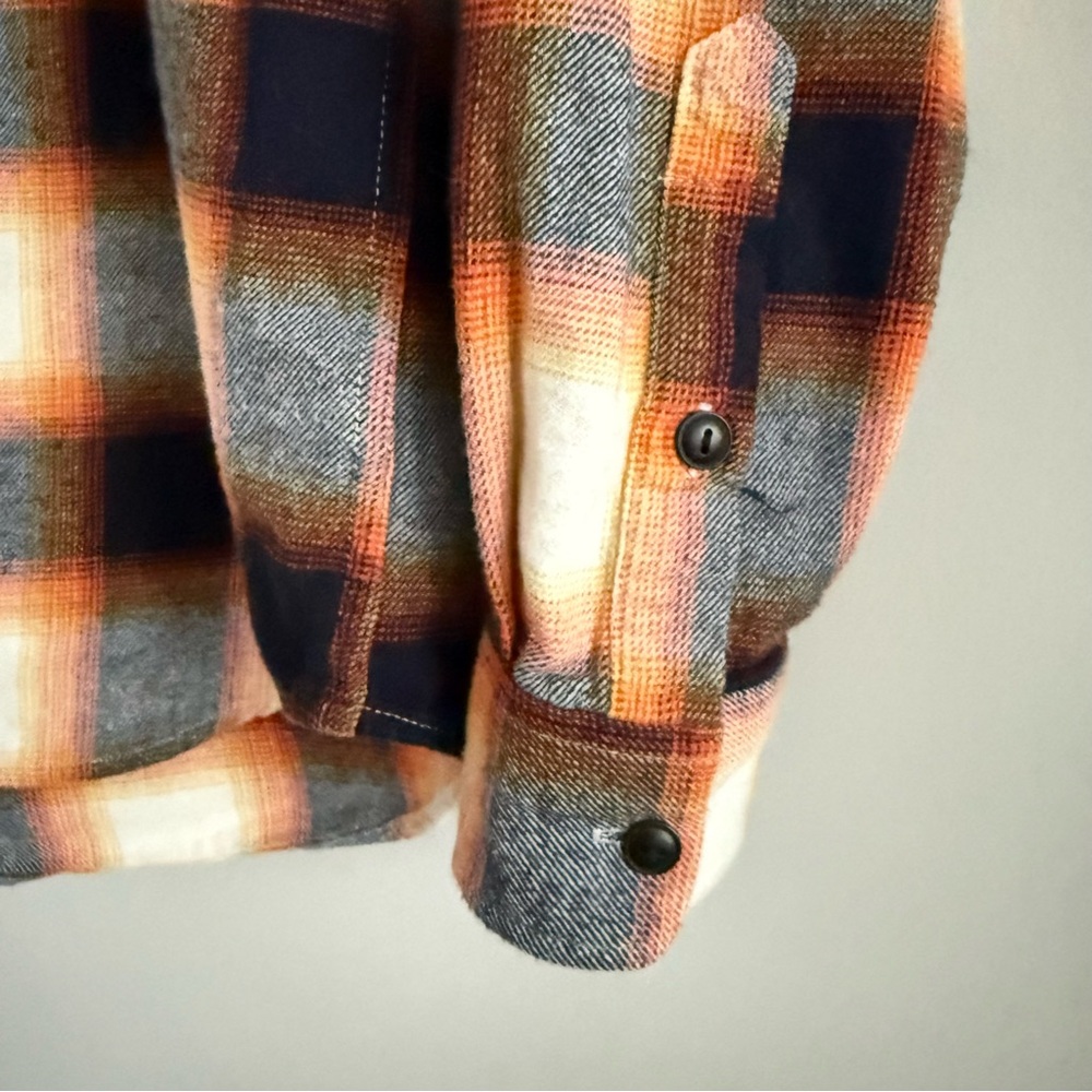 GAP Plaid Flannel Shirt Tangy Orange Small - Picture 5 of 6